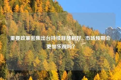 重要政策密集出台持续释放利好,  市场预期会更加乐观吗？