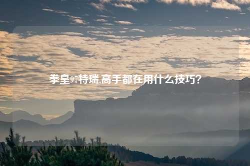 拳皇97特瑞,高手都在用什么技巧？