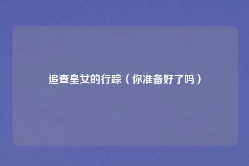 追查皇女的行踪(你准备好了吗)