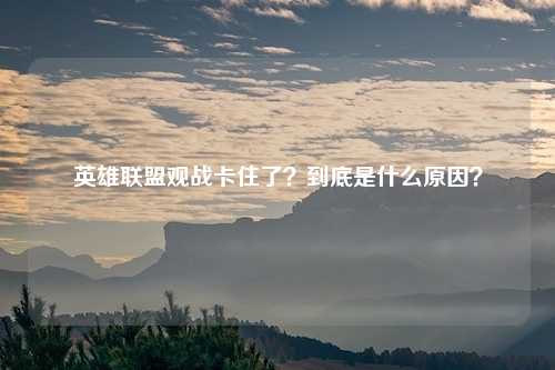 英雄联盟观战卡住了?到底是什么原因?