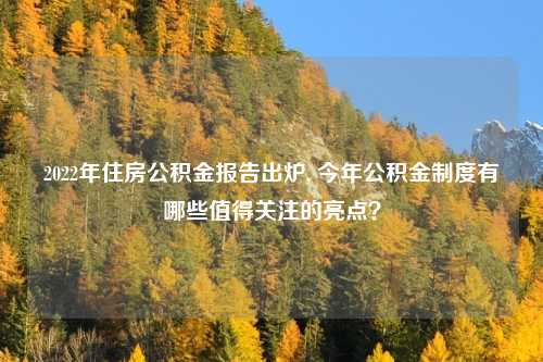 2022年住房公积金报告出炉, 今年公积金制度有哪些值得关注的亮点？