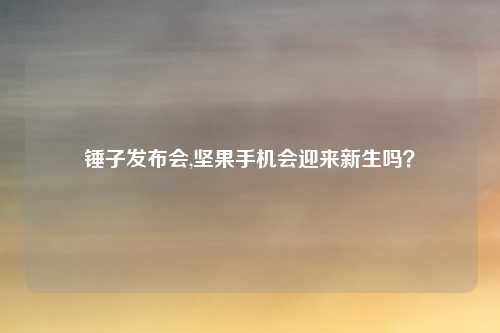 锤子发布会,坚果手机会迎来新生吗？