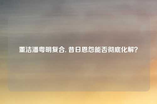 董洁潘粤明复合, 昔日恩怨能否彻底化解？