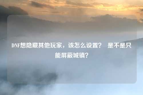 DNF想隐藏其他玩家,该怎么设置? 是不是只能屏蔽城镇?