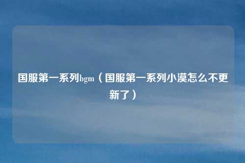 国服第一系列bgm(国服第一系列小漠怎么不更新了)