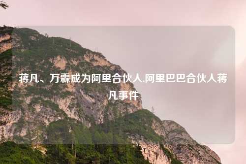 蒋凡、万霖成为阿里合伙人,阿里巴巴合伙人蒋凡事件
