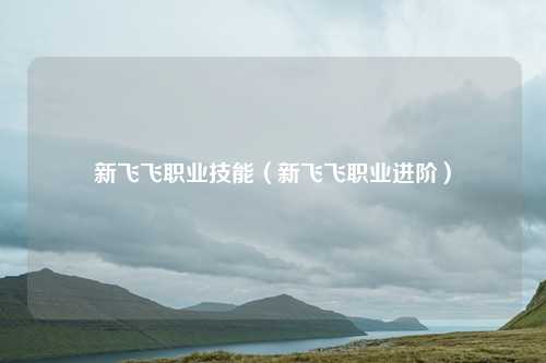新飞飞职业技能(新飞飞职业进阶)