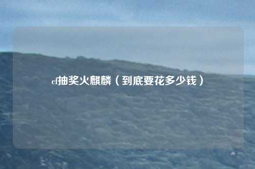 cf抽奖火麒麟(到底要花多少钱)