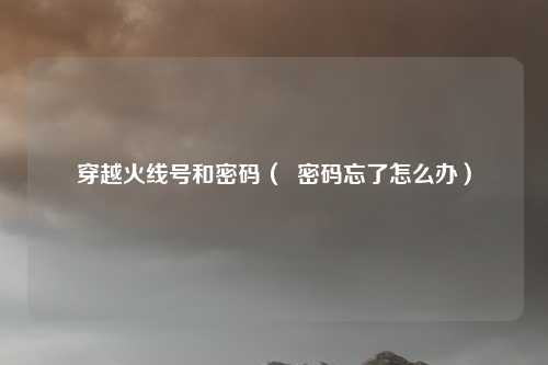 穿越火线号和密码( 密码忘了怎么办)