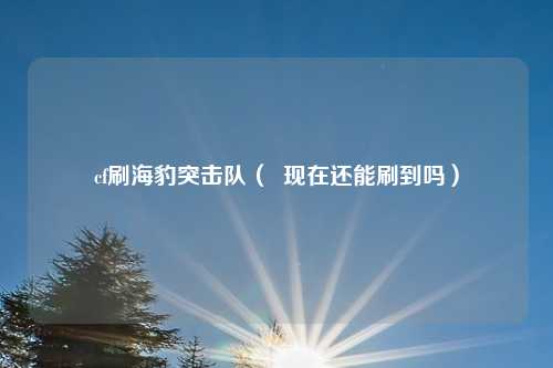 cf刷海豹突击队( 现在还能刷到吗)