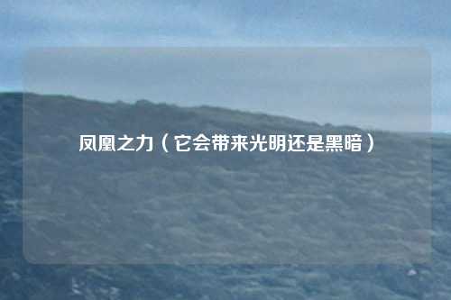 凤凰之力(它会带来光明还是黑暗)