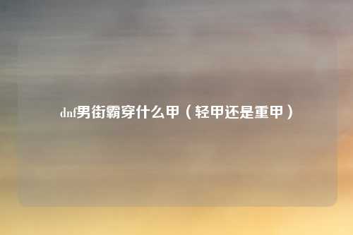 dnf男街霸穿什么甲(轻甲还是重甲)