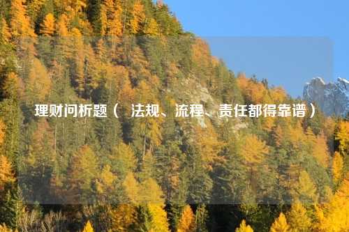 理财问析题( 法规、流程、责任都得靠谱)