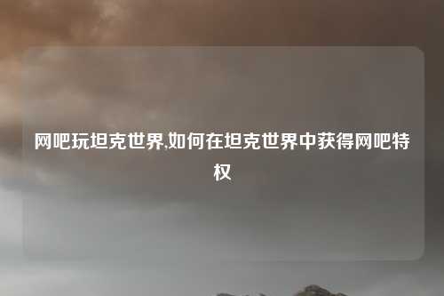 网吧玩坦克世界,如何在坦克世界中获得网吧特权