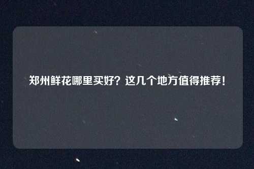 郑州鲜花哪里买好？这几个地方值得推荐！