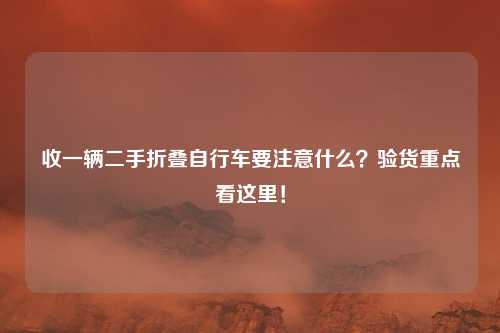 收一辆二手折叠自行车要注意什么？验货重点看这里！