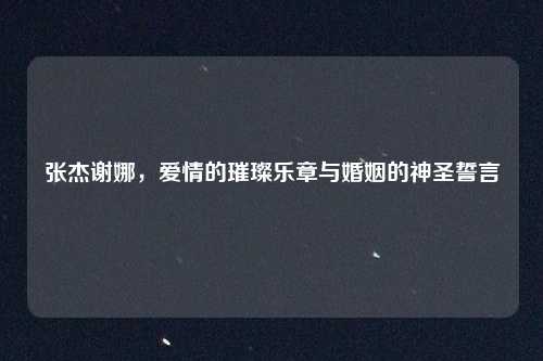 张杰谢娜，爱情的璀璨乐章与婚姻的神圣誓言