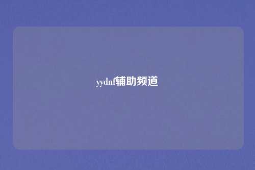 yydnf辅助频道