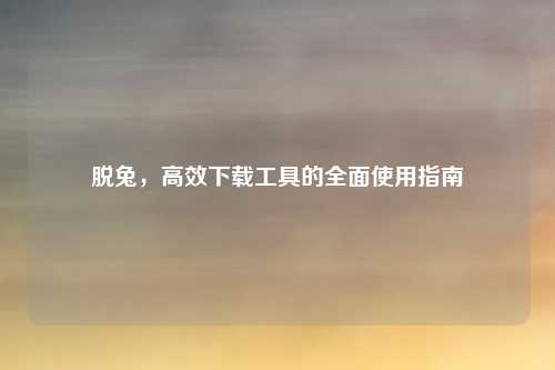 脱兔，高效下载工具的全面使用指南