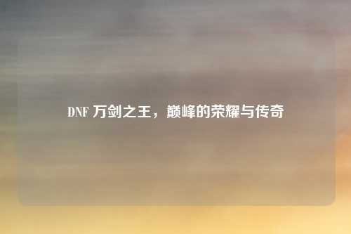 DNF 万剑之王，巅峰的荣耀与传奇