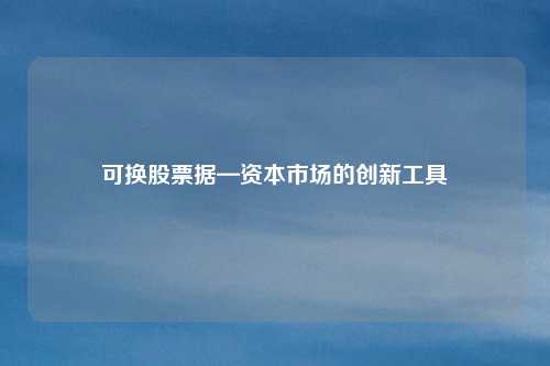 可换股票据—资本市场的创新工具