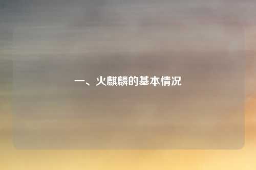 一、火麒麟的基本情况