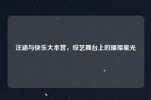汪涵与快乐大本营，综艺舞台上的璀璨星光