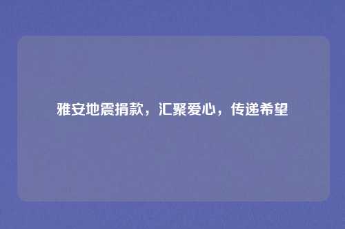 雅安地震捐款，汇聚爱心，传递希望