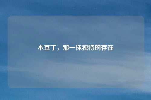木豆丁，那一抹独特的存在