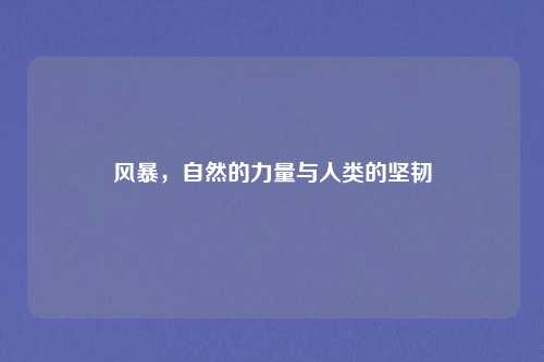 风暴，自然的力量与人类的坚韧