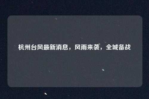 杭州台风最新消息，风雨来袭，全城备战