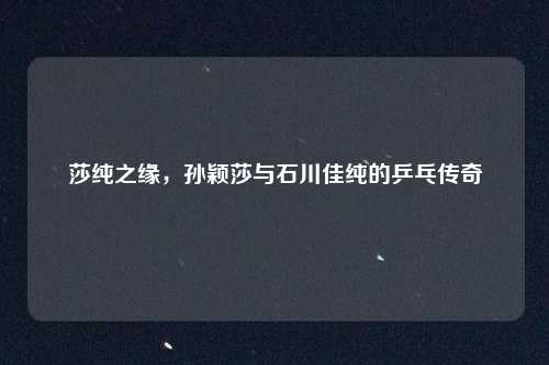 莎纯之缘，孙颖莎与石川佳纯的乒乓传奇