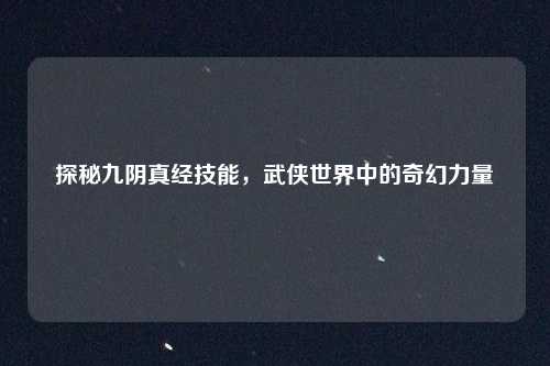 探秘九阴真经技能，武侠世界中的奇幻力量