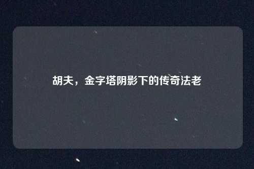 胡夫，金字塔阴影下的传奇法老