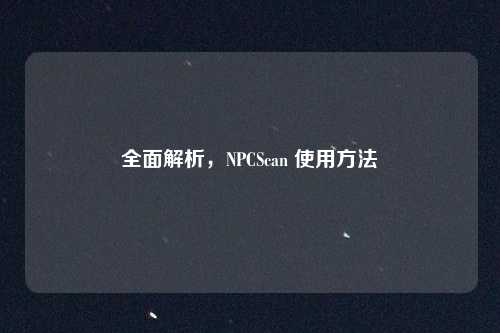 全面解析，NPCScan 使用方法