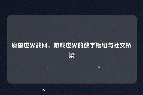 魔兽世界战网，游戏世界的数字枢纽与社交桥梁