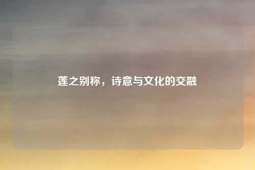 莲之别称，诗意与文化的交融