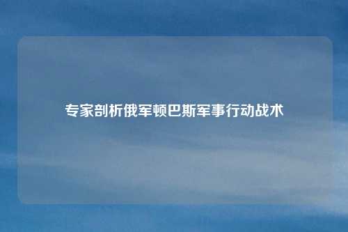专家剖析俄军顿巴斯军事行动战术