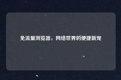 免流量浏览器，网络世界的便捷新宠