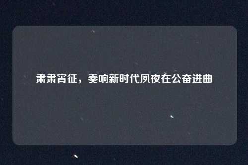 肃肃宵征，奏响新时代夙夜在公奋进曲