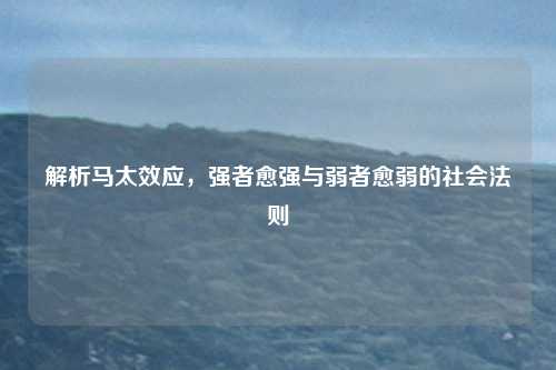 解析马太效应，强者愈强与弱者愈弱的社会法则