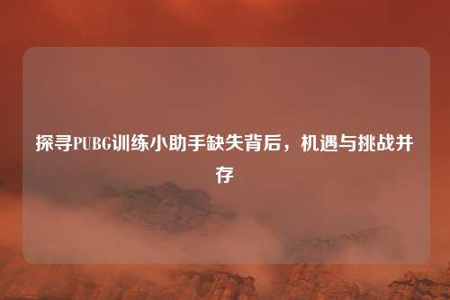 探寻PUBG训练小助手缺失背后，机遇与挑战并存