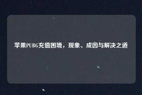 苹果PUBG充值困境，现象、成因与解决之道