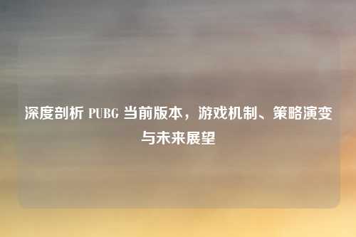 深度剖析 PUBG 当前版本，游戏机制、策略演变与未来展望