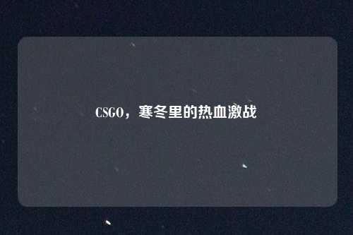 CSGO，寒冬里的热血激战