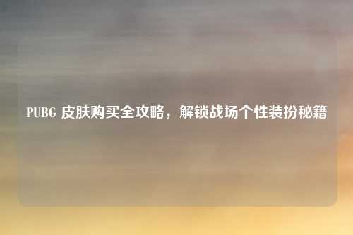 PUBG 皮肤购买全攻略，解锁战场个性装扮秘籍