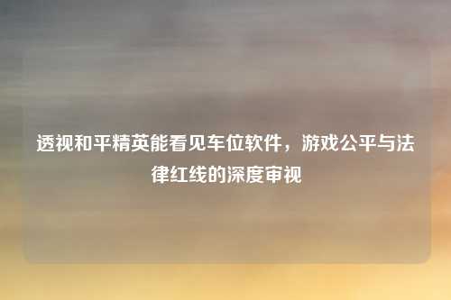 透视和平精英能看见车位软件，游戏公平与法律红线的深度审视