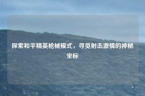 探索和平精英枪械模式，寻觅射击激情的神秘坐标