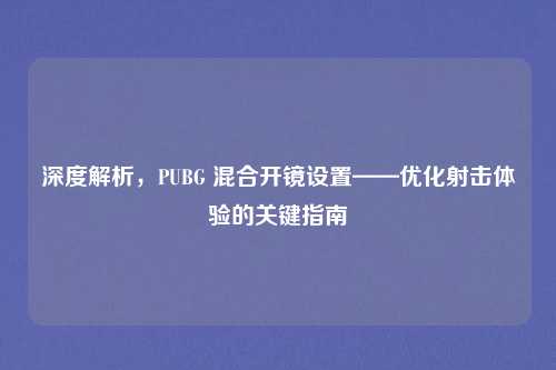 深度解析，PUBG 混合开镜设置——优化射击体验的关键指南