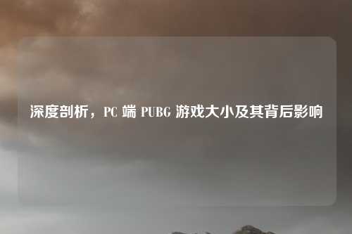 深度剖析，PC 端 PUBG 游戏大小及其背后影响